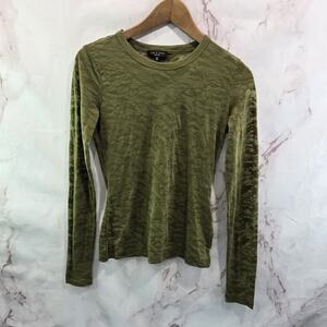 Rag & Bone Shirt Womens XS Green Burnout Long Sleeve Crew Valencia Camo